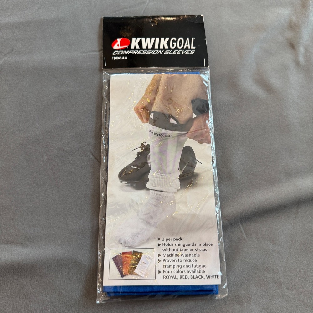Kwik Goal Compression Sleeves Royal‎ Blue Shinguard Holders 2 Pack 19B644 NEW